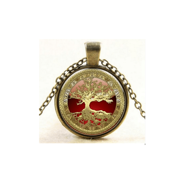 Family Decor Fire Sun Galaxy Pendant Necklace Cabochon Glass Vintage Bronze Chain Necklace Jewelry Handmade 